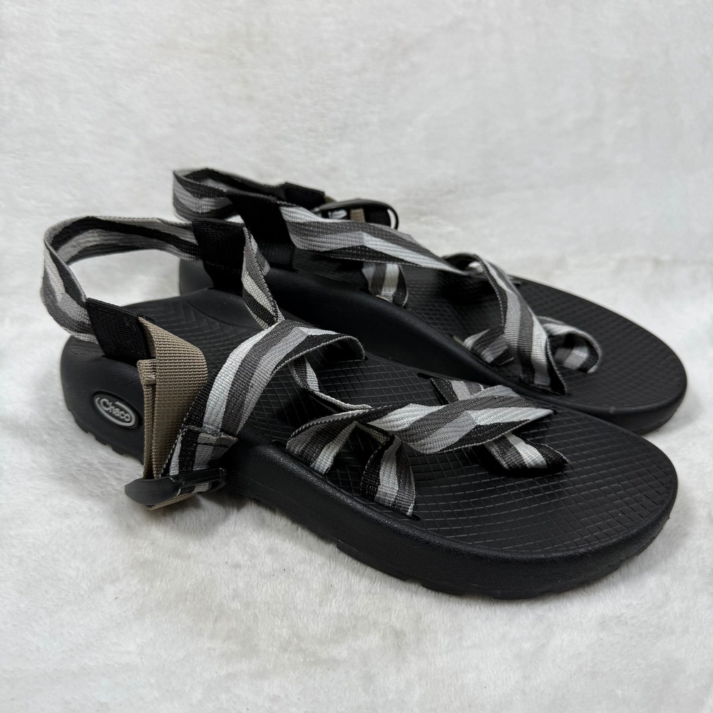 Chaco Z Cloud 2 Mens Sport Sandals Black Gray Striped‎ Strappy Hiking Shoes 7